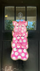 Farm Animal Door Hanger - Three Little Pigs Burlap Door Hanger