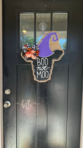 Boo not Moo Halloween Cow Head Door Hanger